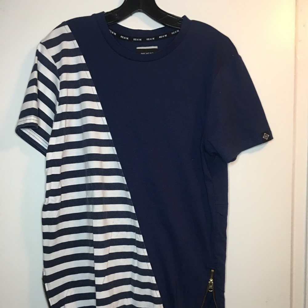 Navy blue striped zipper shirt
